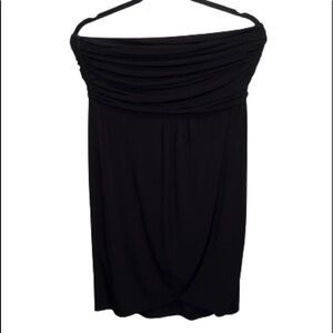 Jennifer Lopez black ruched strapless midi dress size L
